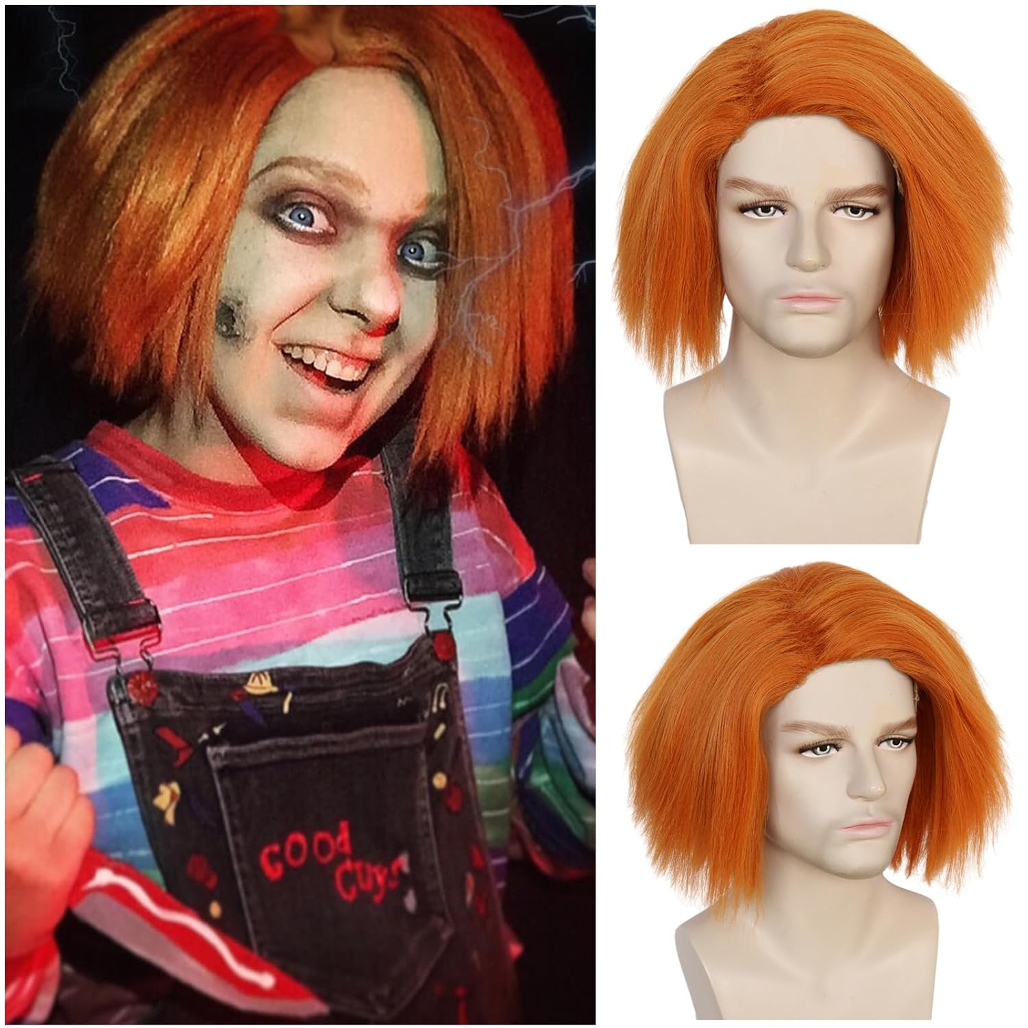 Men Accessories Bd - Peruka Anime Chucky Męska Pomarańczowa Peruka